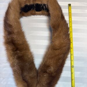 Vintage Luxurious Brown Fur Collar Stole. About 36 inches long